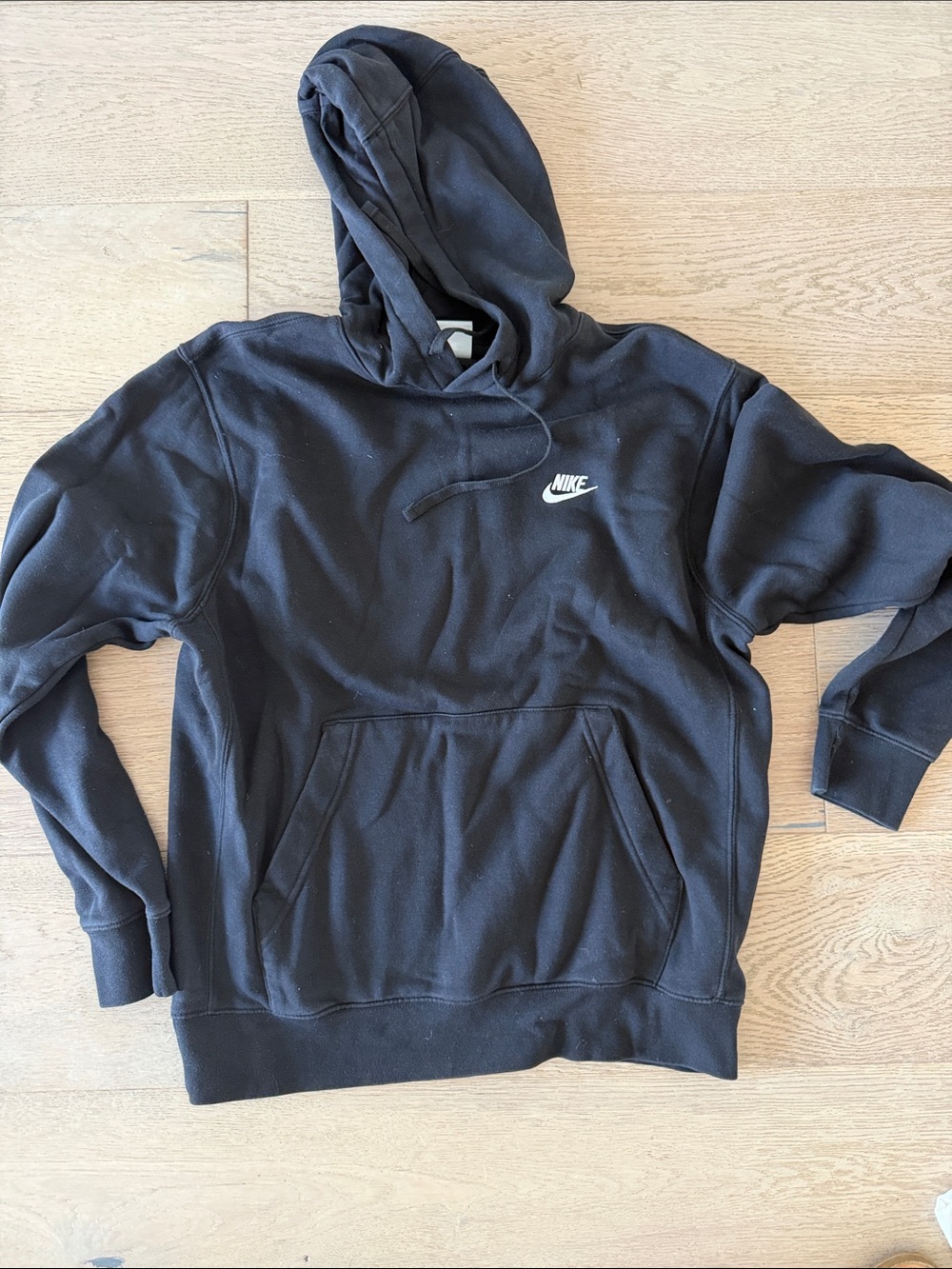 Nike Black Hoodie with White Swoosh Chest Logo